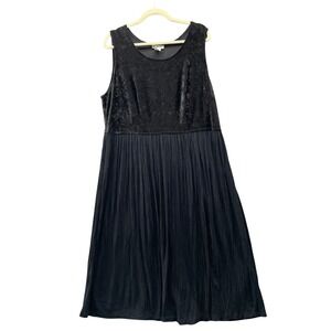 VTG The Avenue Sleeveless Maxi Dress 18 Black Velvet Rayon Tank Dress A-Line